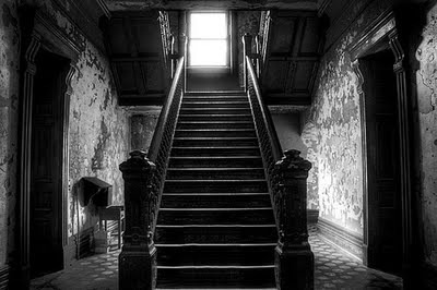 ghost hunting abadoned building staircase