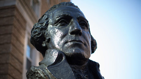 Photo of the head of a statue of George Washington