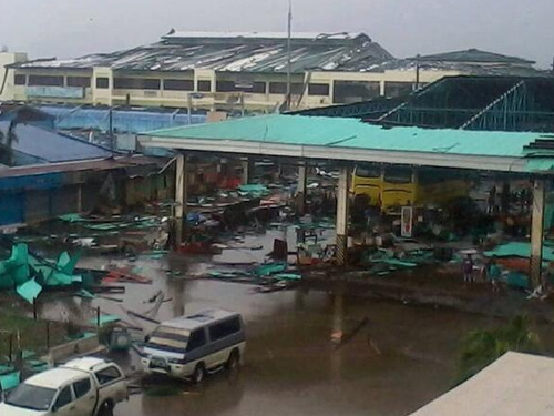 Picture of some of the damage to a bus terminal in Ormoc City (located south-west of Tacloban). (Source: R. Deleon)