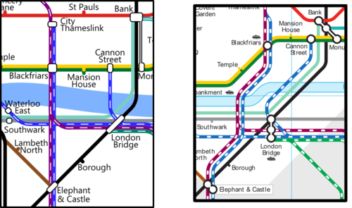 London layout and TfL map comparison
