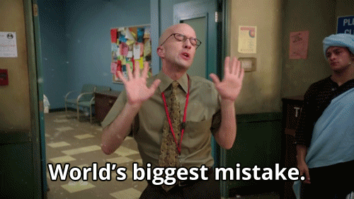 Gif of a man throwing his hands to the side with the caption "World's biggest mistake"