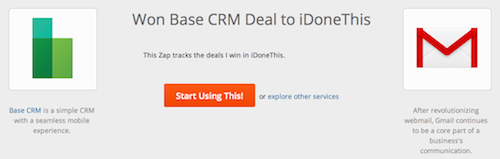 Zapier integration for automation of Won Base CRM to iDoneThis