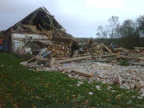 A house in Germany was completely destroyed by winds gusting over 100km/h this past week. (Souce: Christiane Boose)