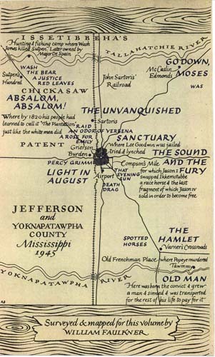 William Faulkner. [Map of Yoknapatawpha County] from The Portable Faulkner (New York: The Viking Press, 1946)