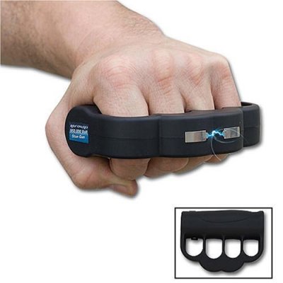 thedailywhat:  Things That Are Real: Blast Knuckles. High-traction rubber knuckles with a built-in taser that delivers a 950,000V shock. For when you want to rough up your attacker a bit before you smother his heart with enough electricity to take down an adult T-rex. [via.]