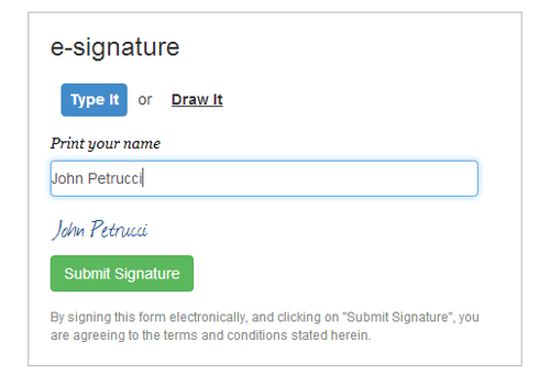 e-signature on intake form