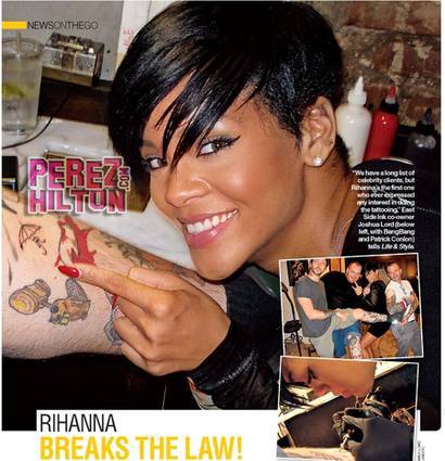 rihanna quote tattoo. Rihanna Gets Tattoo Shop In