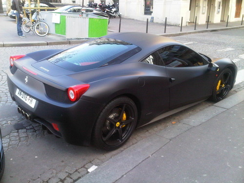Ferrari 458 matte black in Paris looks amazing. Growing to like the car more 
