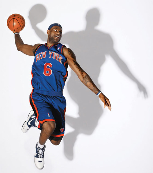 lebron james knicks uniform. LeBron James in a Knicks