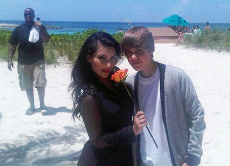 kim kardashian with justin bieber on the beach. Justin Bieber Warns Kim