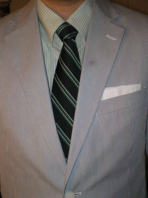 green striped tie. Unlike my neon-green striped