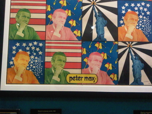 The rapid-fire repetition of Pop Art images in Peter Max's campaign poster (1969) for the election of New York City Mayor John V. Lindsay to a second term 