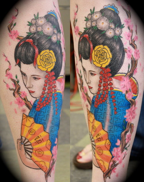 Geisha Girl Tattoo by Vinny Romanelli · www.tattoosbyvinny.com
