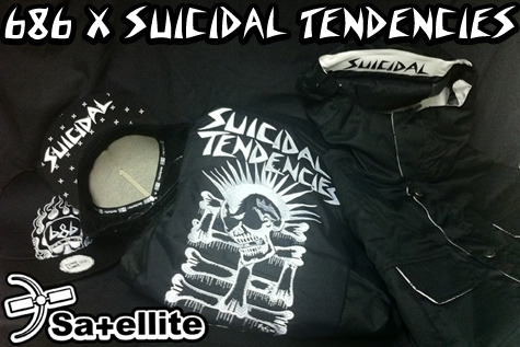 The 686 x Suicidal Tendencies kit features a flip up ST logo brim on the