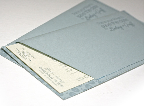 The stitched airplane ticket pocket held both the invitation directions and
