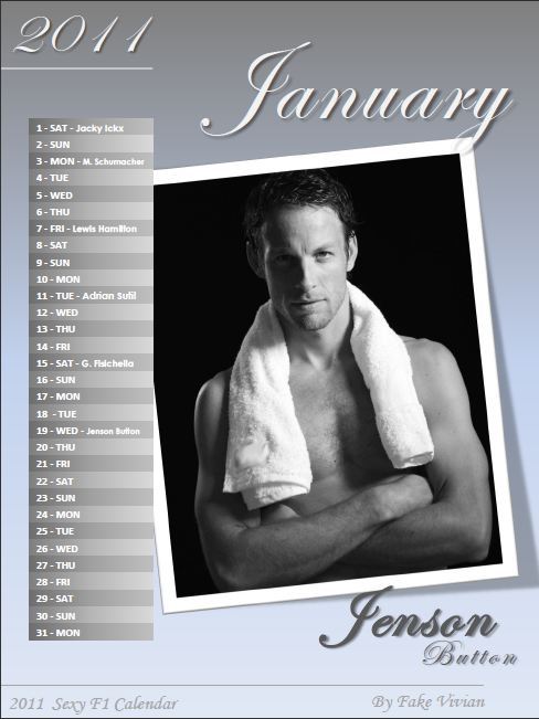 formula 1 2011 calendar. The 2011 Sexy F1 Calendar
