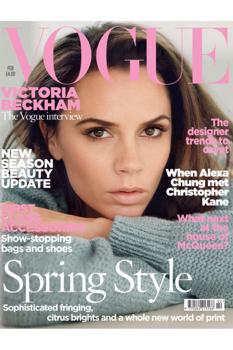 Victoria Beckham Vogue 2011. Victoria Beckham for UK Vogue (February 2011). Photographer|Alasdair McLellan. Stunning, love how soft Victoria looks on the cover~