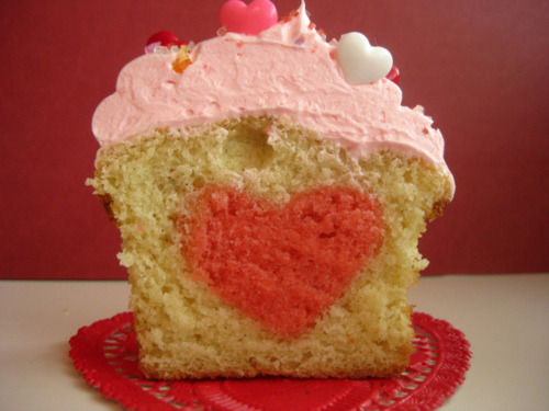 Pink Heart–Filled Cupcakes with Strawberry Taffy Frosting