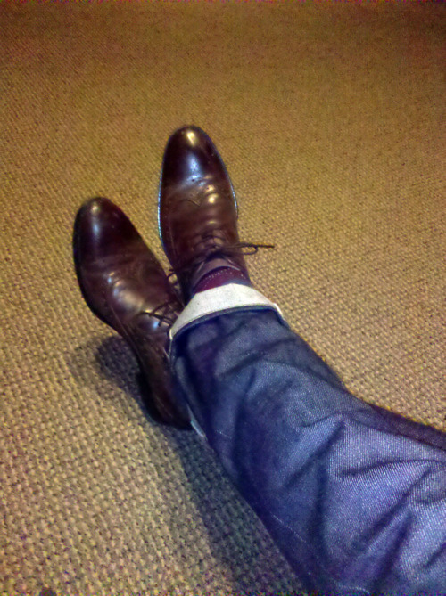 wingtips and jeans. rocking selvedge jeans,