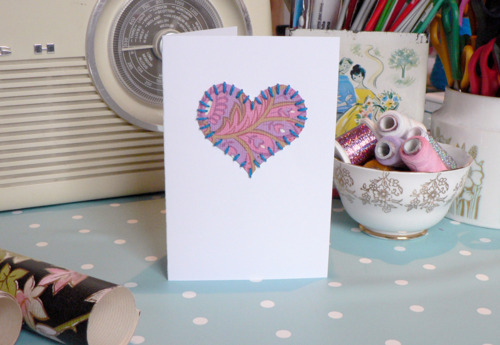  Day card using our vintage fabrics, wallpapers, buttons and fancy yarns!