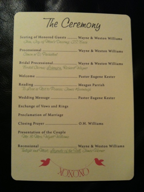 Love Bird Wedding Programs wedding programs tutorial diy green pink Tumblr 