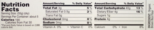 Lundberg Brown Rice Spaghetti Nutrition Facts and Ingredients