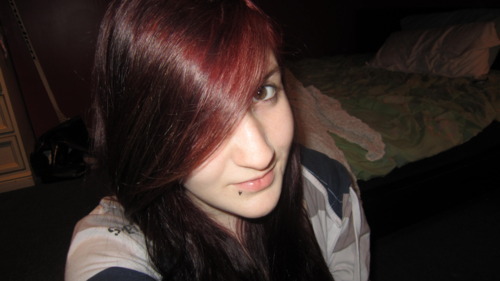 red hair and lip piercing. I currently have red hair.