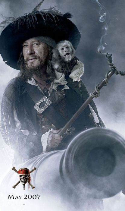 jack sparrow running away. [jack and barbossa see the