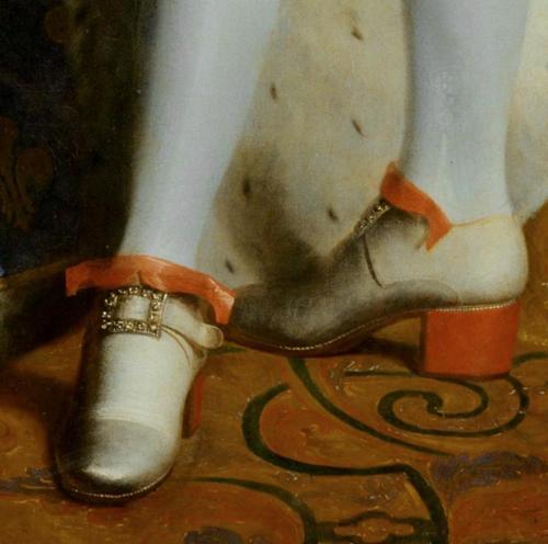 Red High Heels: Hyacinthe Rigaud, Portrait of King Louis XIV (detail), 1701, oil on canvas.  Musée du Louvre, Paris