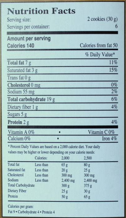 Gluten Free Cookies: Andean Dream Chocolate Chip Quinoa Cookies Nutrition Facts