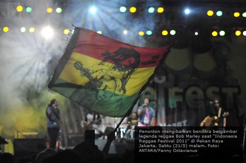 Drapeau Bob Marley - Indonesian reggae festival 2011 : "One love, one heart"