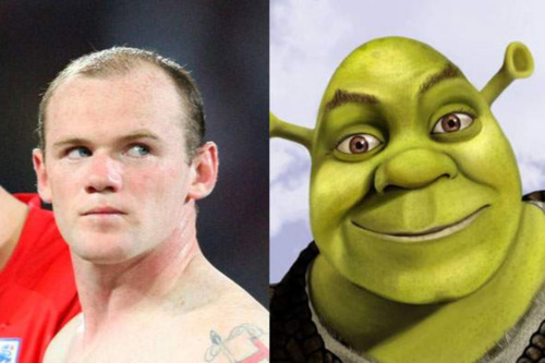 wayne rooney shrek. Wayne Rooney (left) and Shrek
