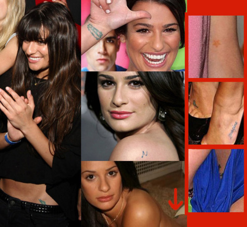With a total of nine tattoos Lea Michele has the most ink of any member of 