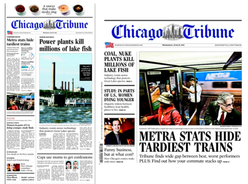chicago tribune masthead. Chicago Tribune in print,