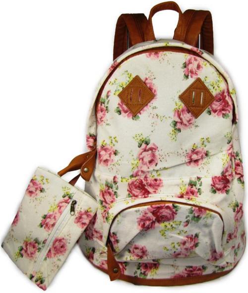 Rose Print Backpack