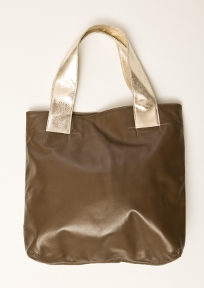 sleek leather totes with the metallic handles by New York designer Michelle Vale