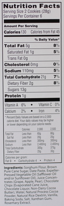 Gluten Free Cookies: Enjoy Life Soft Baked Double Chocolate Chip Brownie Cookies Nutrition Facts and Ingredients