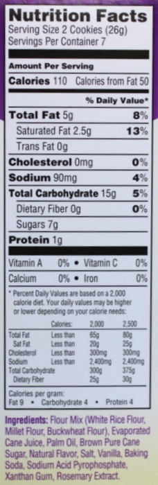 Gluten Free Cookies: Enjoy Life Crunchy Sugar Crisp Handcrafted Cookies Nutrition Facts and Ingredients