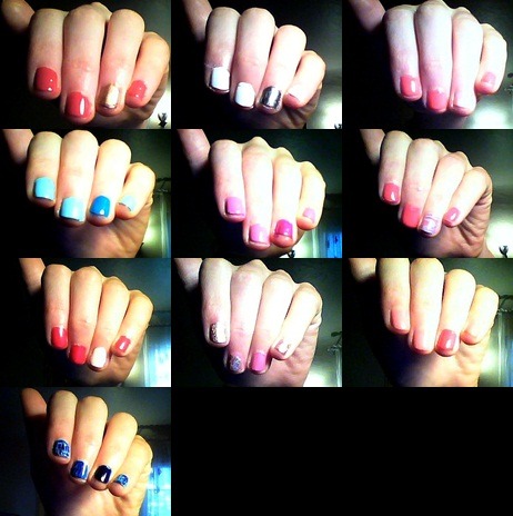 My summer nails 2011! I painted my nails roughly once a week(: Enjoy!