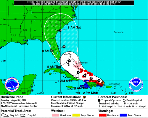 Hurricane Irene Heads Toward Florida - USA.gov Blog - United ...