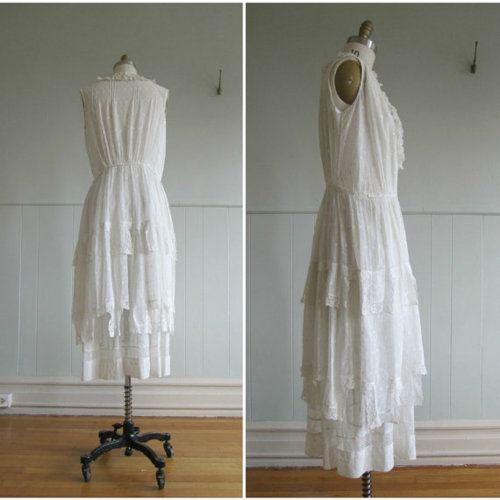 exquisite 1900s vintage white cotton and lace summer tea gown phenomenal
