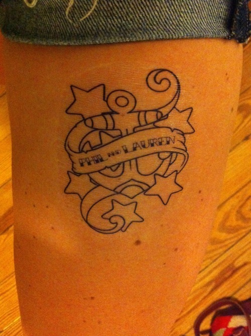 Here is the temporary tattoo Phil created for me on my thigh one of the 