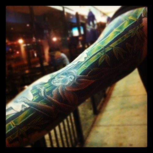 He then rolled up his sleeve to let me photograph his tattoo sleeve 