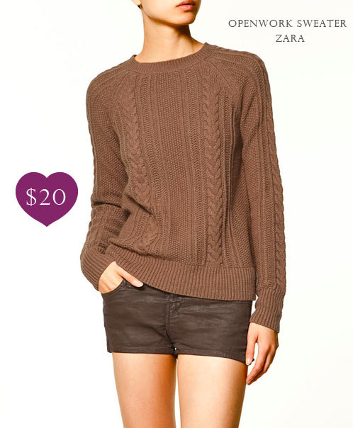 zara openwork cable knit sweater 