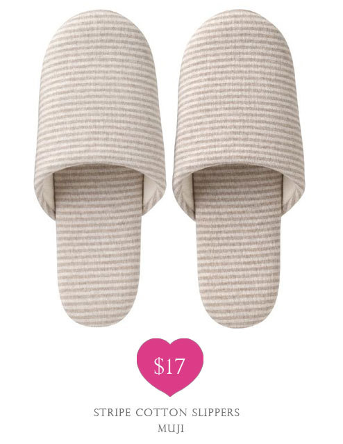 muji cotton washable slippers stripe