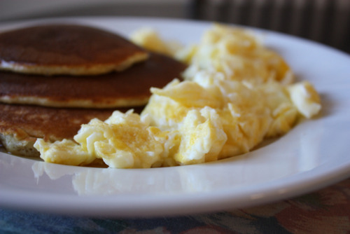 Gluten Free Pancakes With A Side of Scrambled Eggs