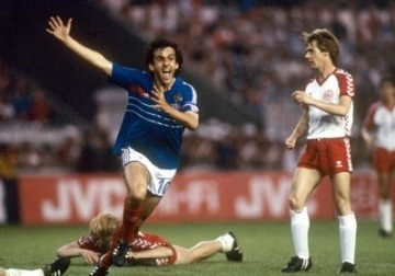 Platini scores for France against Spain at Euro 1984