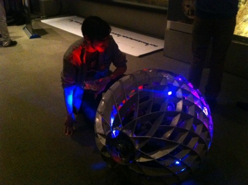 Cmdr. Perkins examines the pre-Borg sphere up close.