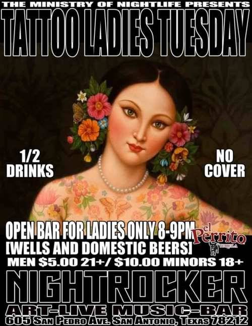FREE SHOW FOR LADIES WITH TATTOOS 5 COVER FOR MEN 21 10 FOR 18 