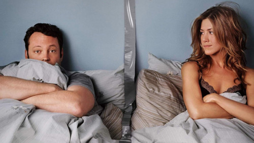 My Sex Life in Movie Titles - The movie poster for The Break-Up just about sums up this post with Jennifer Aniston in bed with Vince Vaughn